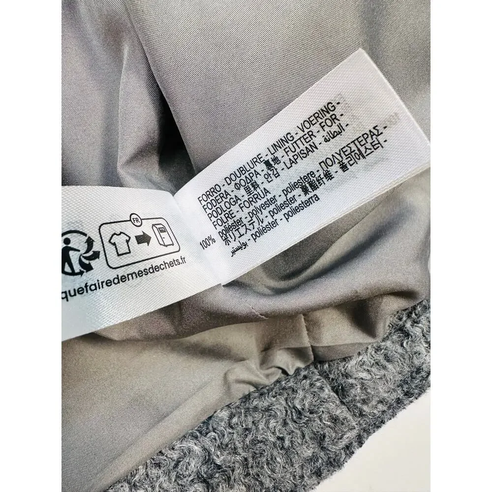 Zara Boucle Cropped Zip Front Jacket in Charcoal Gray Textured Fabric